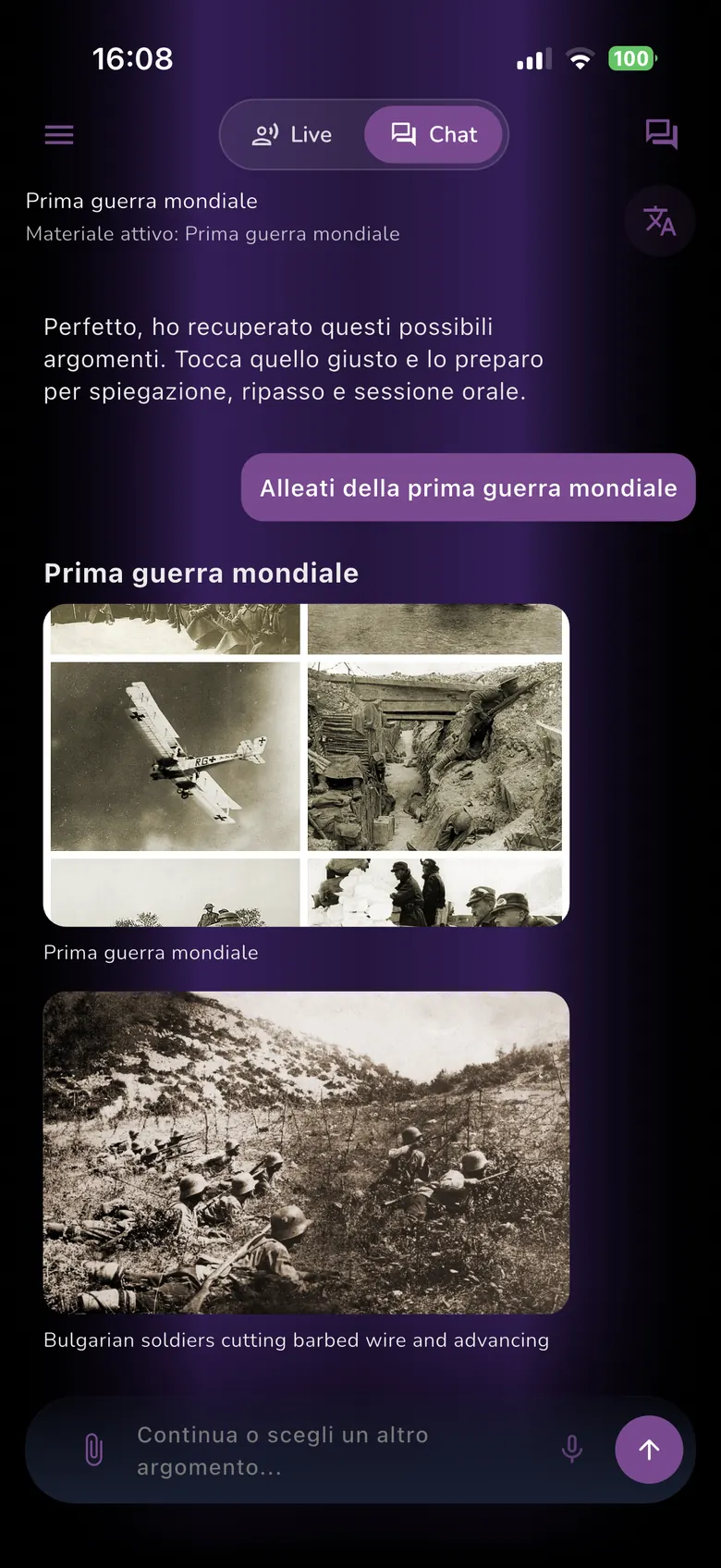 Caricamento materiale e piano personalizzato StudyVoice